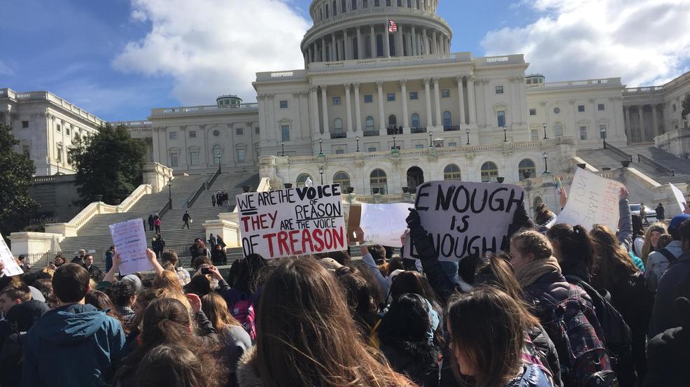 Students protest gun violence at the Capitol as House passes first school safety bill